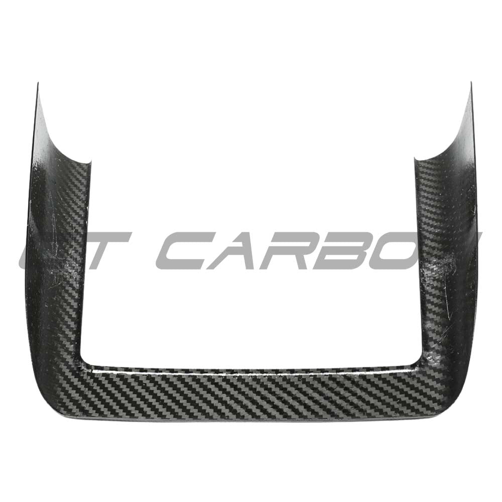 CT Carbon Tesla Model Y 2025+ facelift dry carbon wireless charger frame cover, car accessory, sleek and durable design.