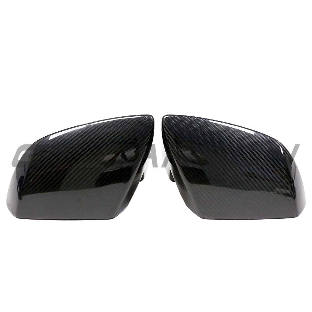 CT Carbon Lamborghini Huracan 2014-2024 dry carbon mirror cover replacement, showing sleek, glossy mirror shell on a sports car