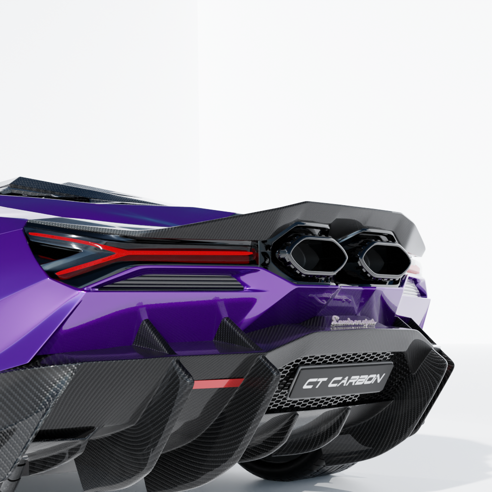 CT Carbon Lamborghini Revueltto matte carbon fibre spoiler showing sleek design and textured finish on a high-performance car part.