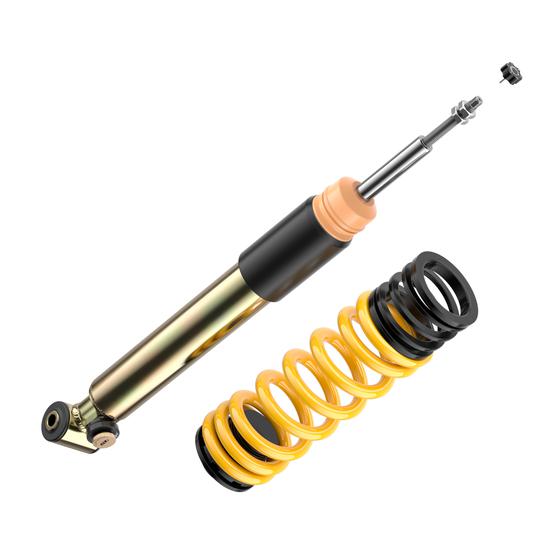 ST Suspension ST XTA PLUS coilovers with adjustable damping and top mounts for BMW E92/E90 M3, showing the coilover assembly