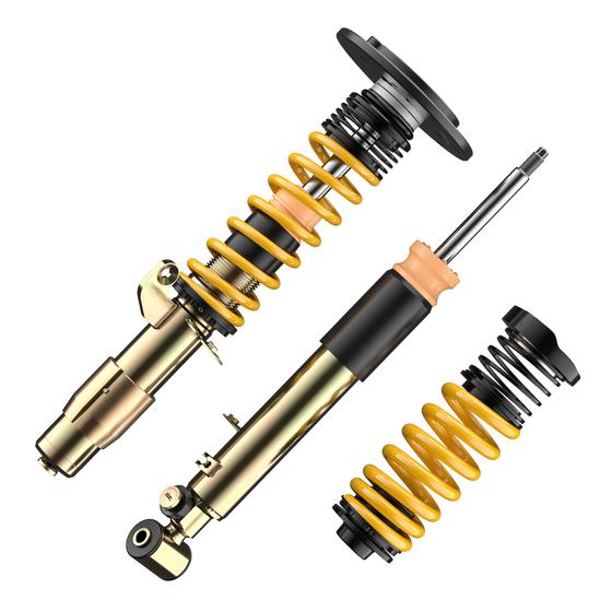 ST Suspension ST XTA PLUS coilovers for BMW F80 M3, F82 M4, F83 M4 with adjustable damping and top mounts.
