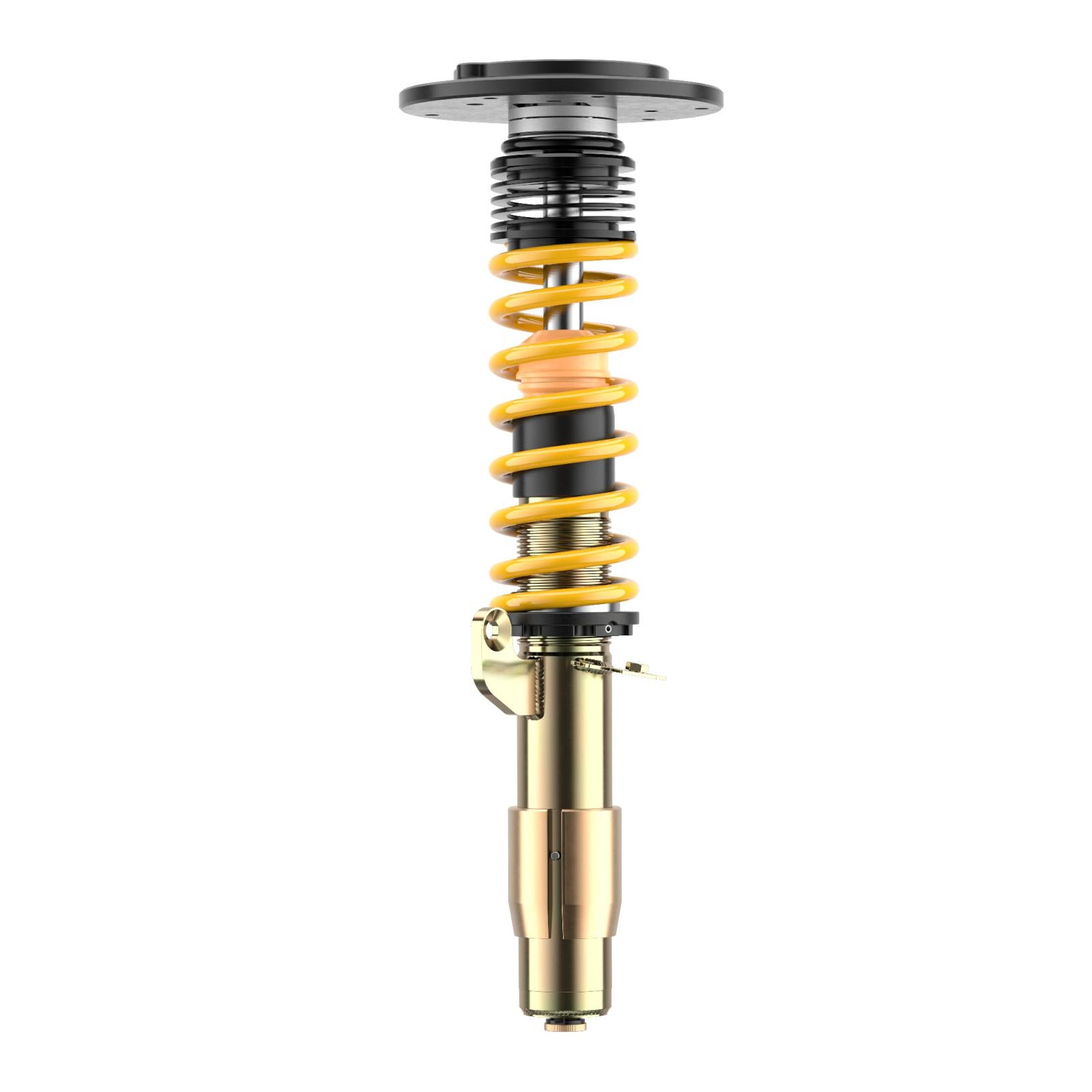 ST Suspension ST XTA plus coilovers with adjustable damping and top mounts for BMW F87 M2 and M2 Competition, shown on vehicle.