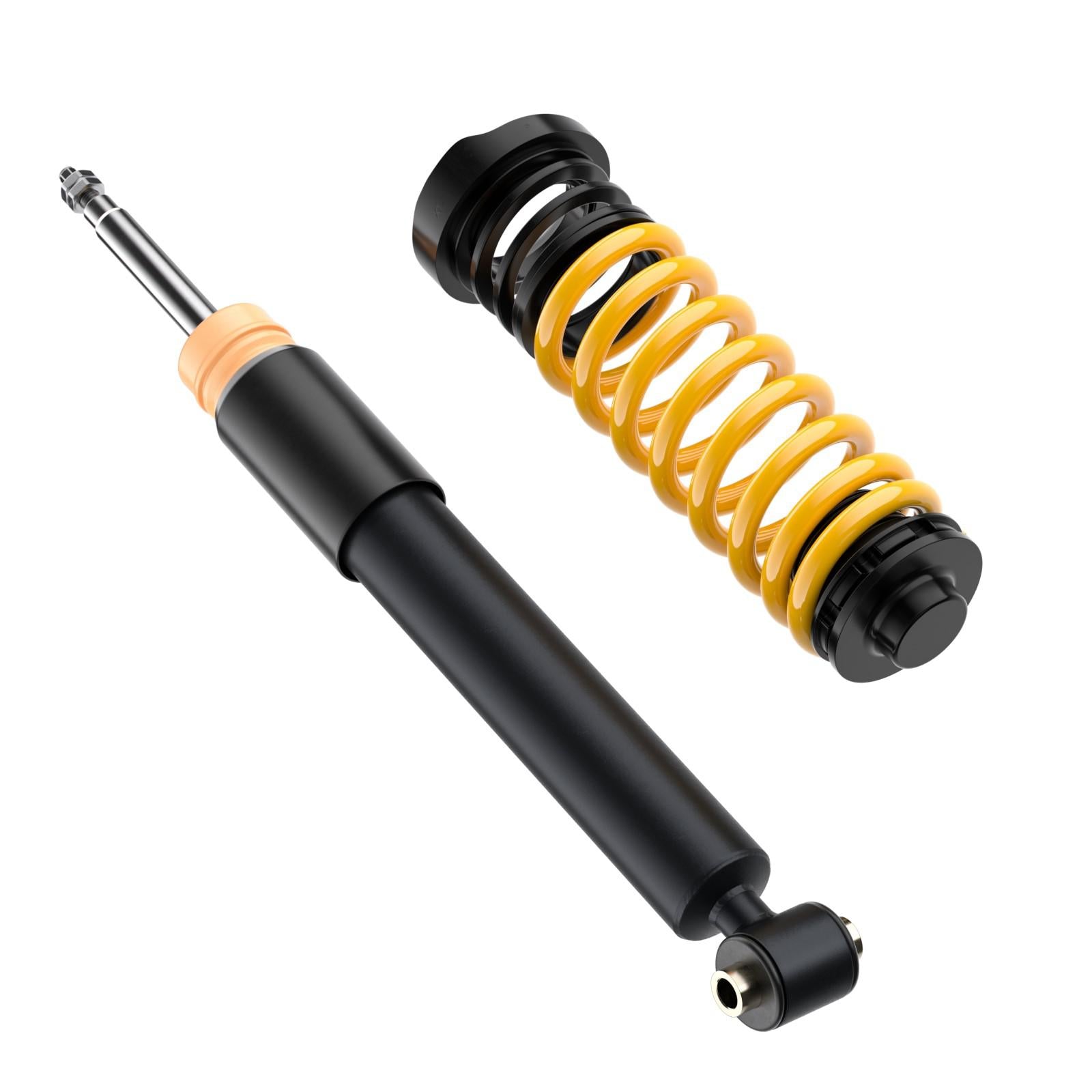 ST Suspension coilovers for BMW F20-F36 series, featuring adjustable shocks and springs for enhanced ride performance.