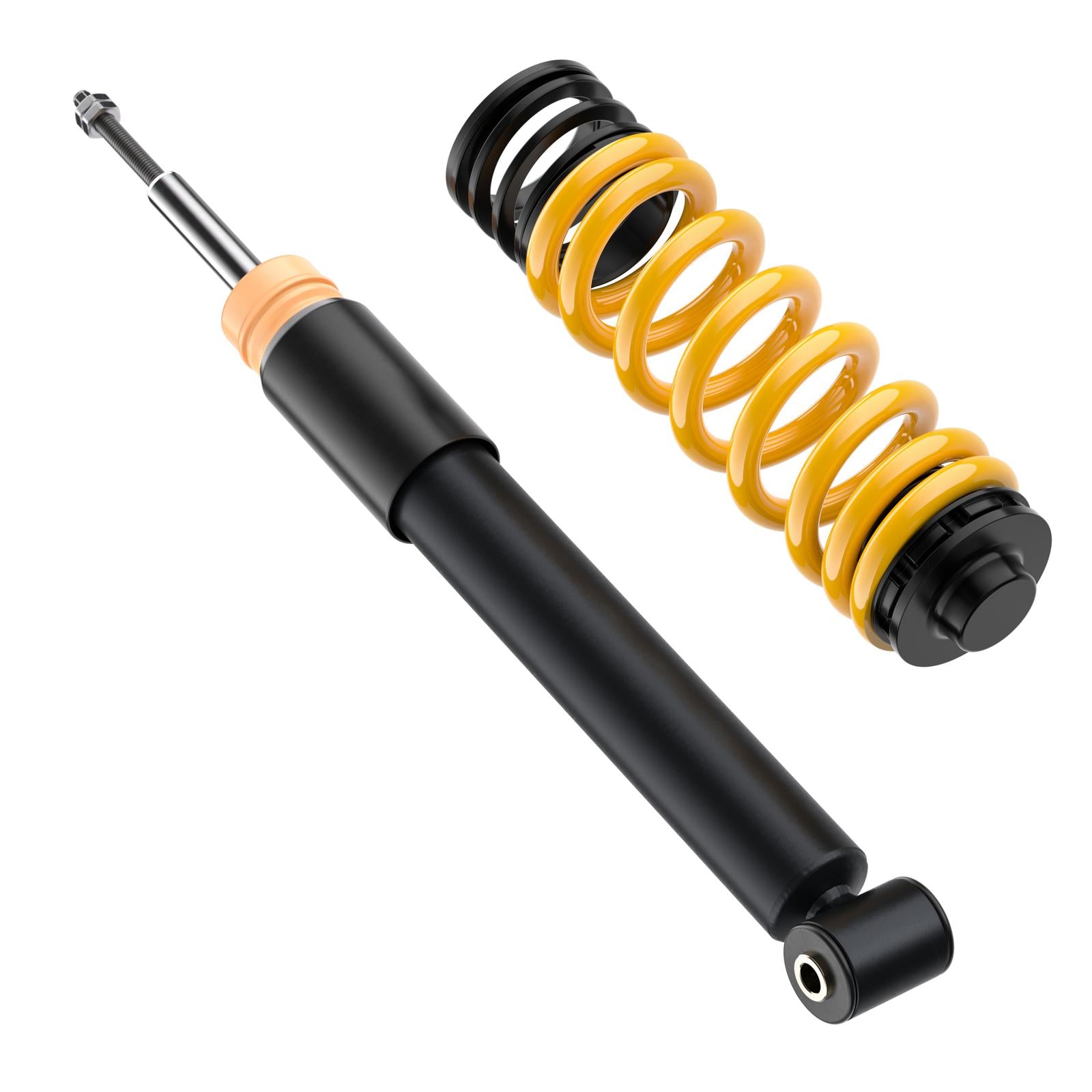 ST Suspension coilovers with adjustable damping and top mounts for BMW E92 E90 M3, showcasing the suspension components.