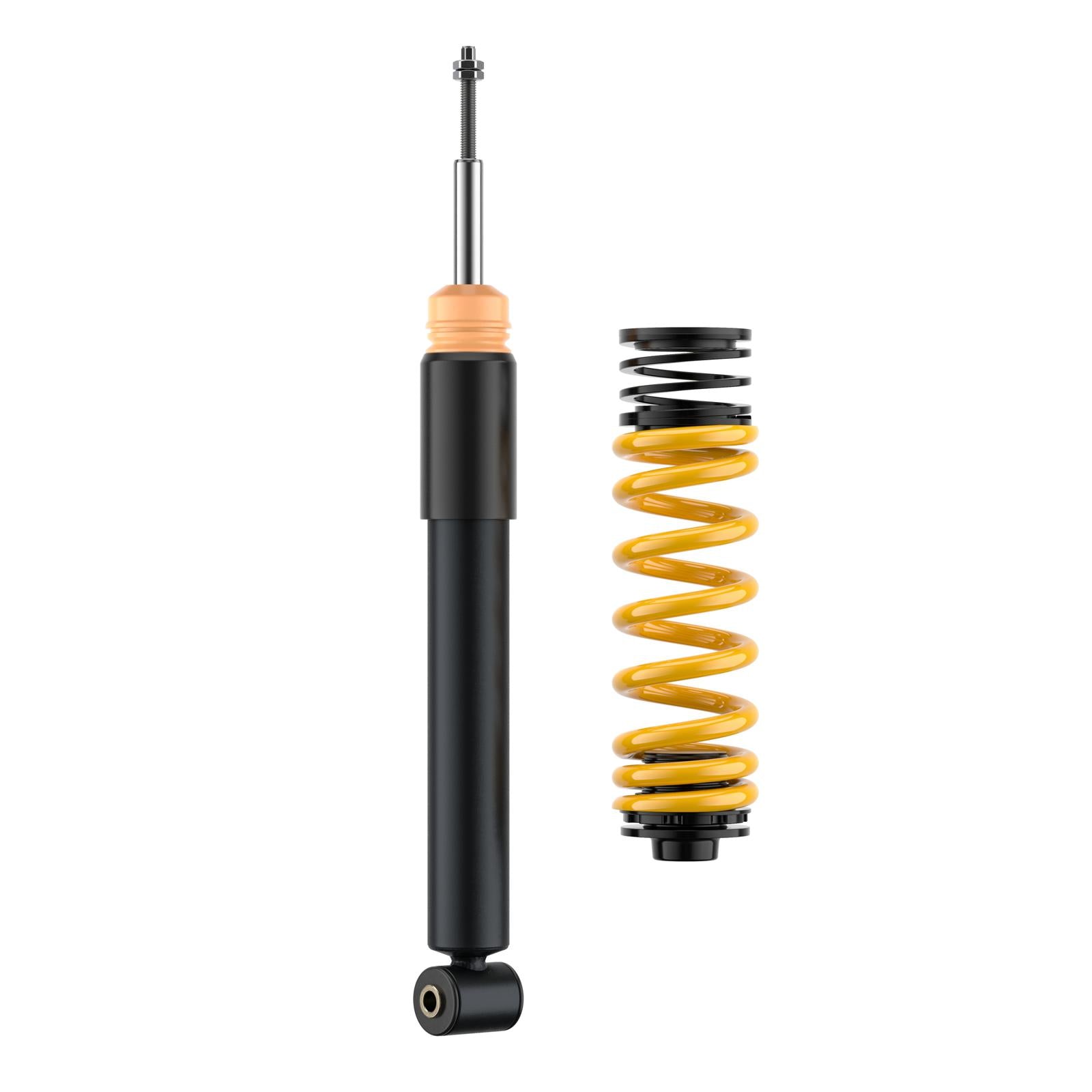 ST Suspension coilovers with adjustable damping and top mounts for BMW E92/E90 M3, featuring coilover shocks and robust construction.