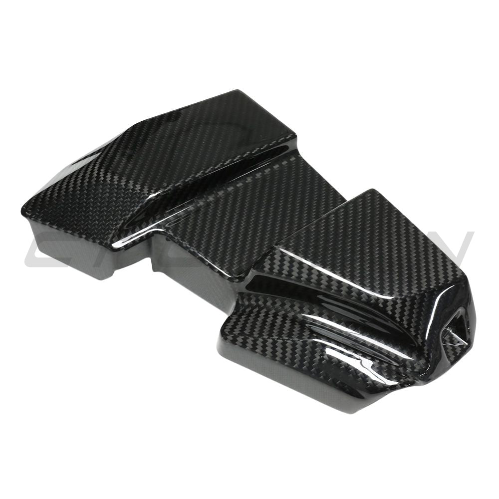 BMW M2, M3, M4 G87/G80/G81/G82/G83 carbon fiber ECU battery terminal cover by CT Carbon, close-up view of sleek accessory.