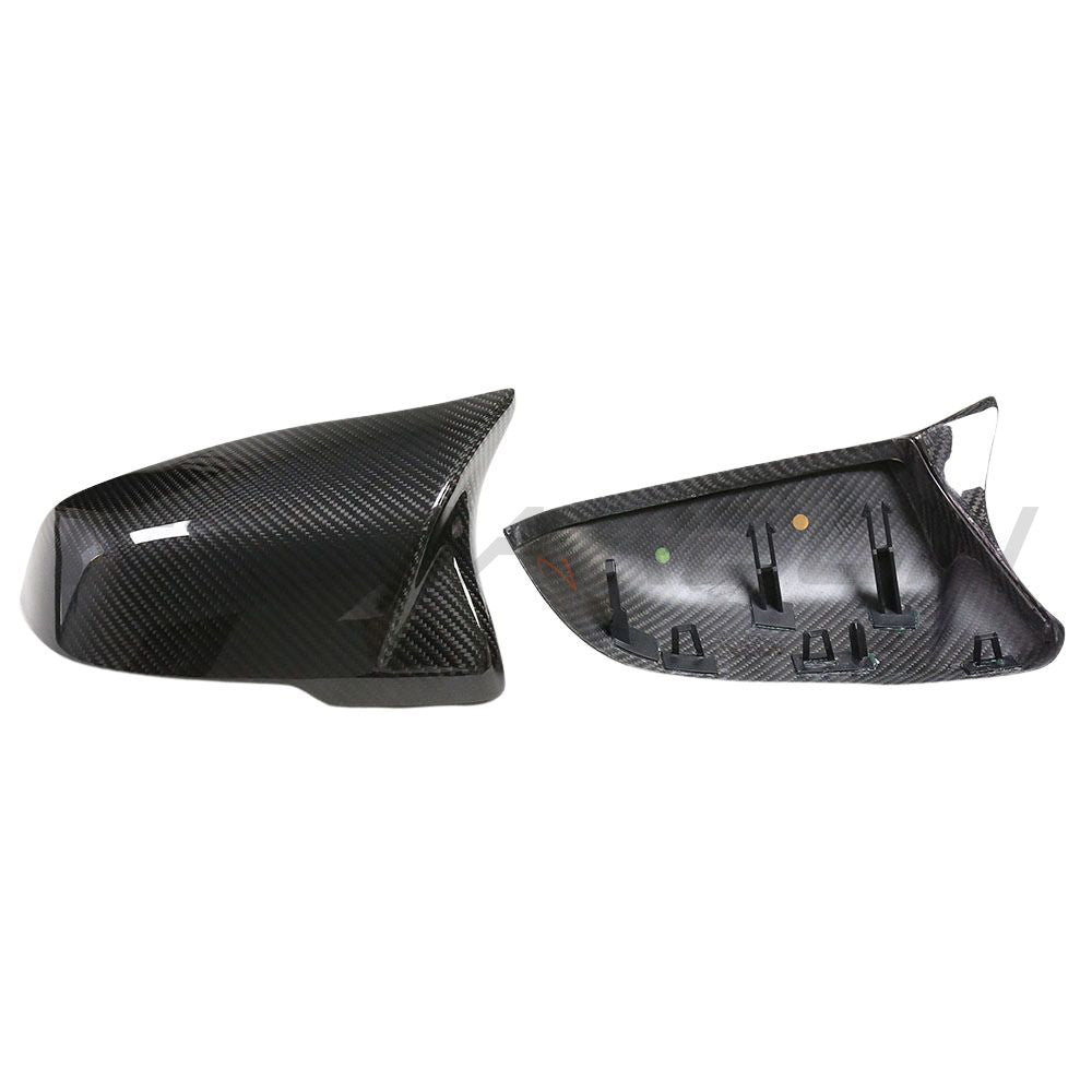 Toyota Supra A90 carbon fiber mirror accessories by CT Carbon, close-up view showing sleek, lightweight mirror covers.