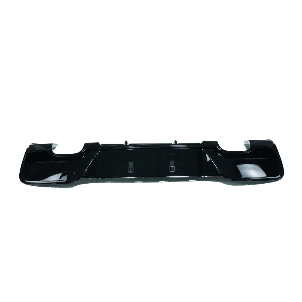 BMW 1 Series F20/F21 2012-2014 pre-LCI gloss black diffuser with dual exhaust tips by CT Carbon, designed for sporty rear styling.