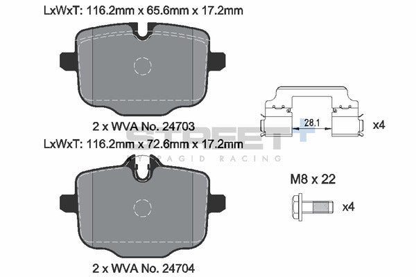 Pagid - Rear Brake Pad Set STREET+ BMW M2, M3, M4 G8X X3 X4 F97 F98