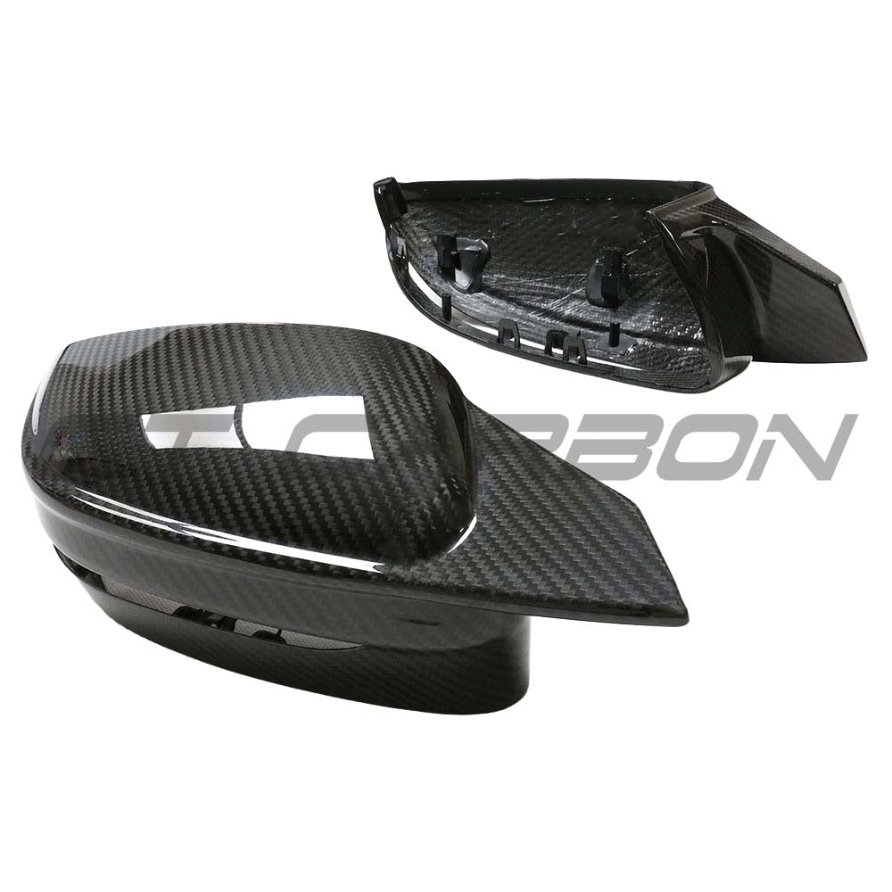 BMW G14/G15/G16 8 Series 2018+ dry carbon fiber side mirrors by CT Carbon, showing sleek, lightweight mirror housings.