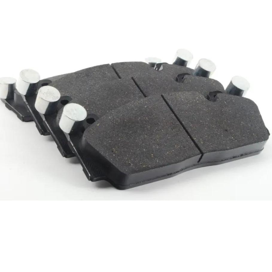 Set of brake pads on a white background