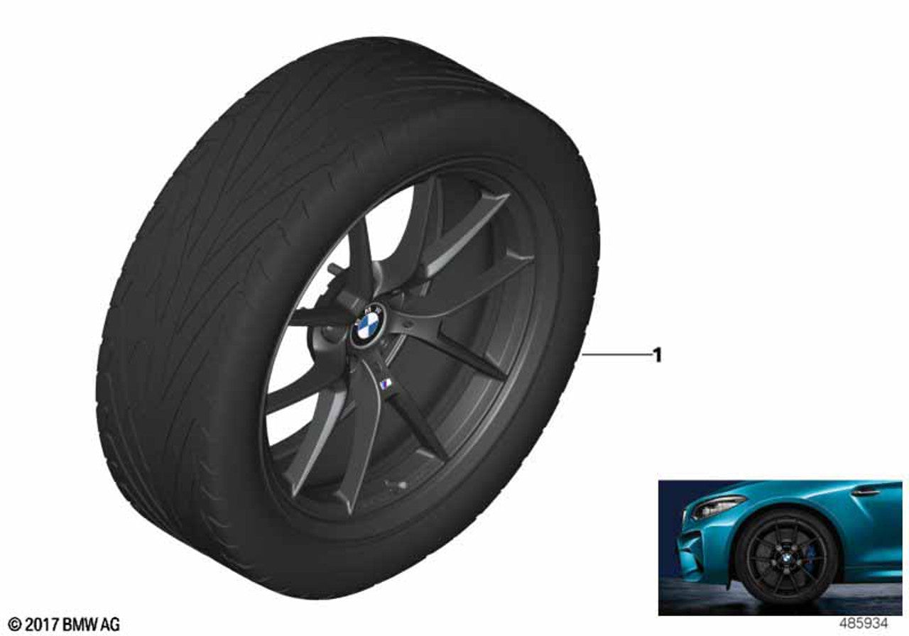 GENUINE BMW - 763M F87 M2 Wheel & Tyre Set Matt Black M Performance - Nineteen72 Performance