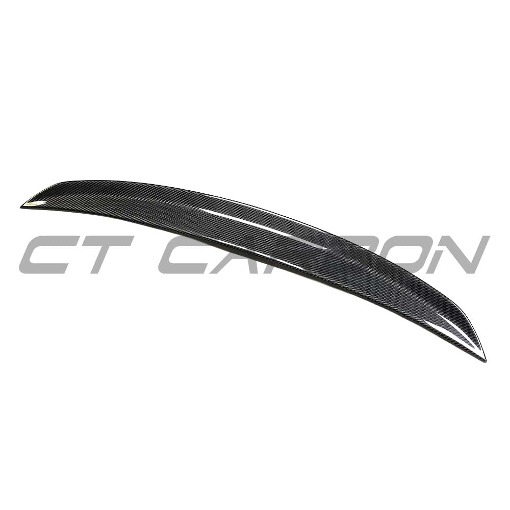 Mercedes A Class W177 2018+ CT Carbon carbon fiber roof spoiler installed on the car, showcasing its sleek aerodynamic design.
