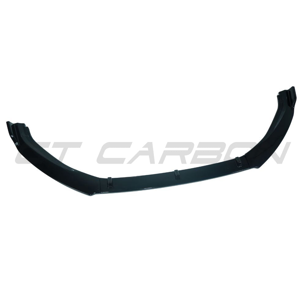 Gloss black CT Carbon splitter for Volkswagen Golf MK7/7.5 2012-2020, shown installed on the front bumper.
