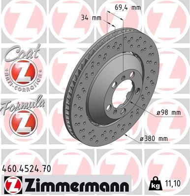 Zimmermann Formula Z Front Brake Discs 408x36mm – Porsche 992 GT3