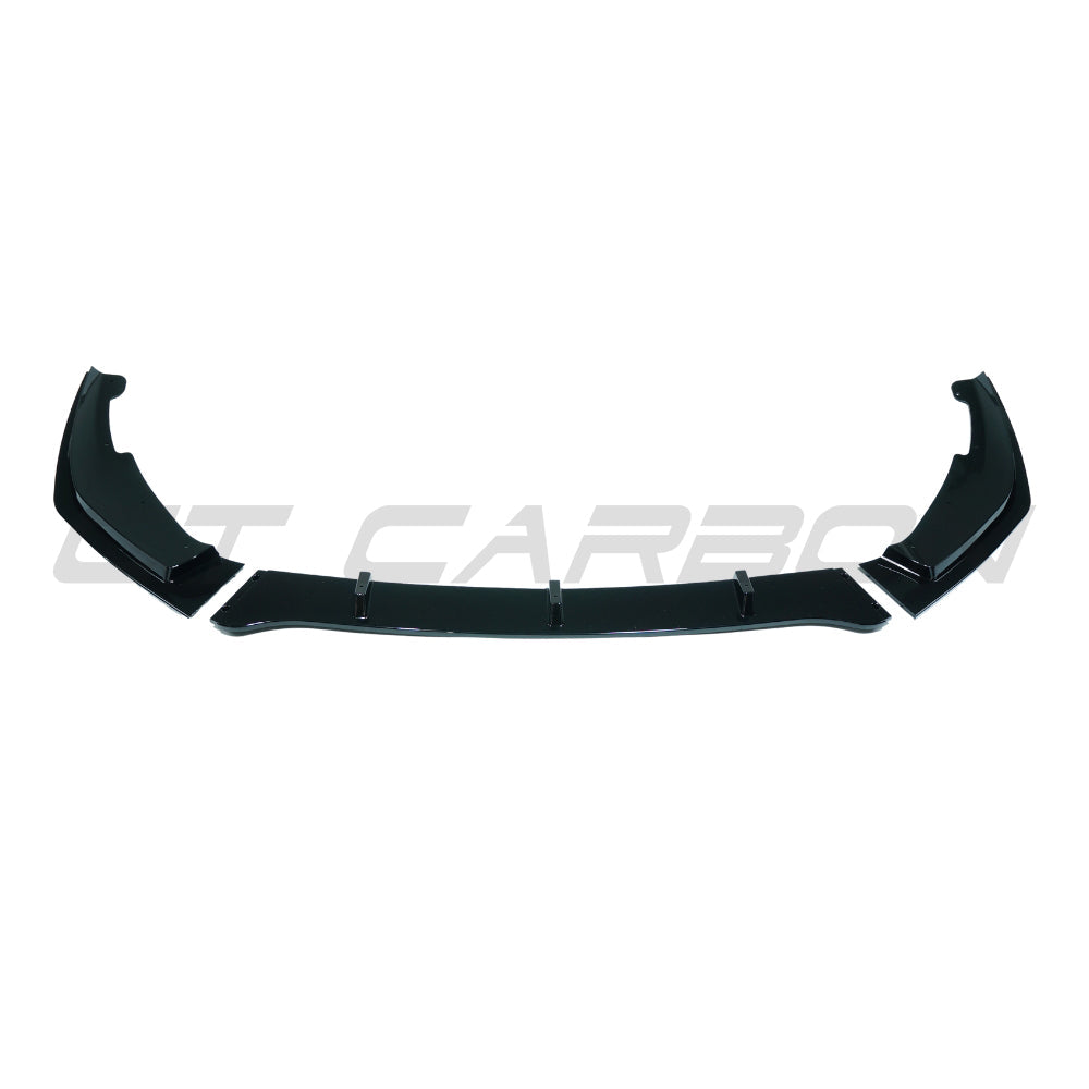 BMW Z4 G29 2019-2025 CT Carbon gloss black splitter installed on the front bumper of the sports car.