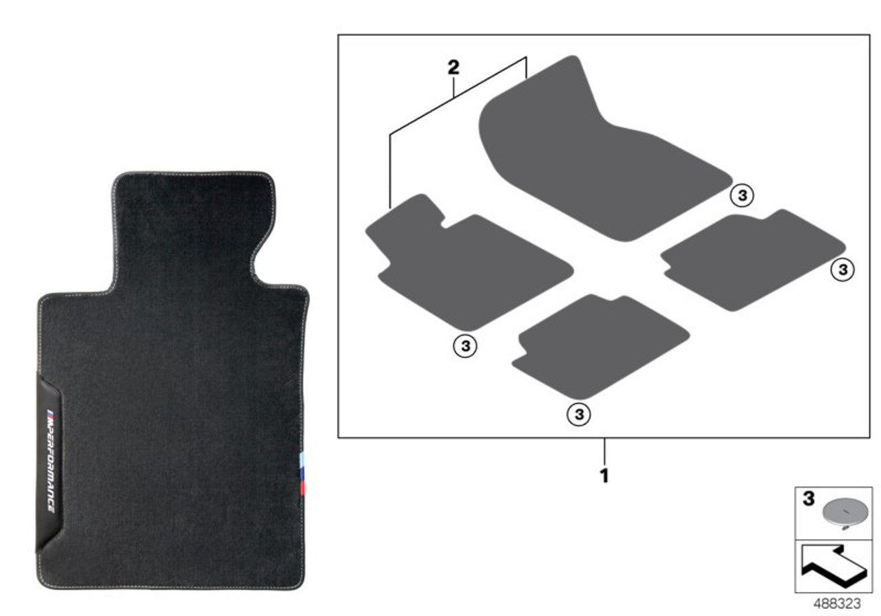 Genuine BMW G20 G21 M Performance Velour Carpet Mats - 51472457271 - Nineteen72 Performance