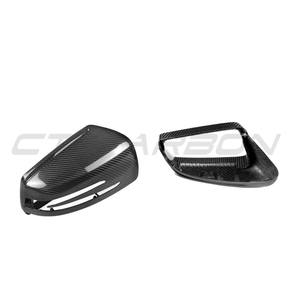 CT Carbon Mercedes G-Class W463 2010-2018 pre-preg carbon fiber mirrors showing sleek, lightweight design and glossy finish.