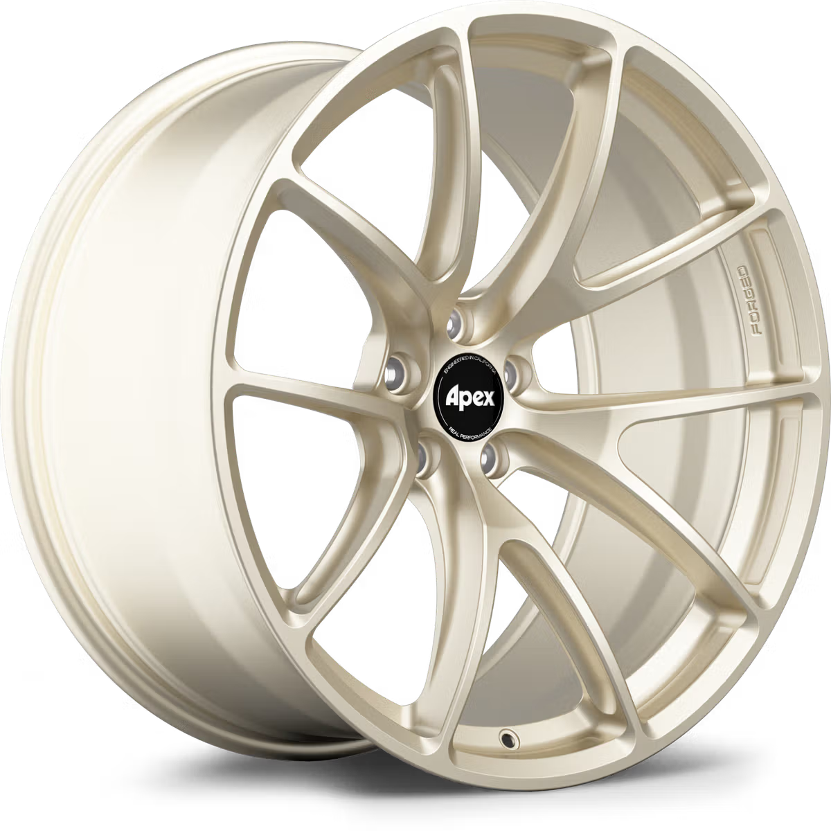 Apex VS-5RX forged alloy wheels with a sleek multi-spoke design, shown in a close-up view highlighting the wheel's finish and detailing.