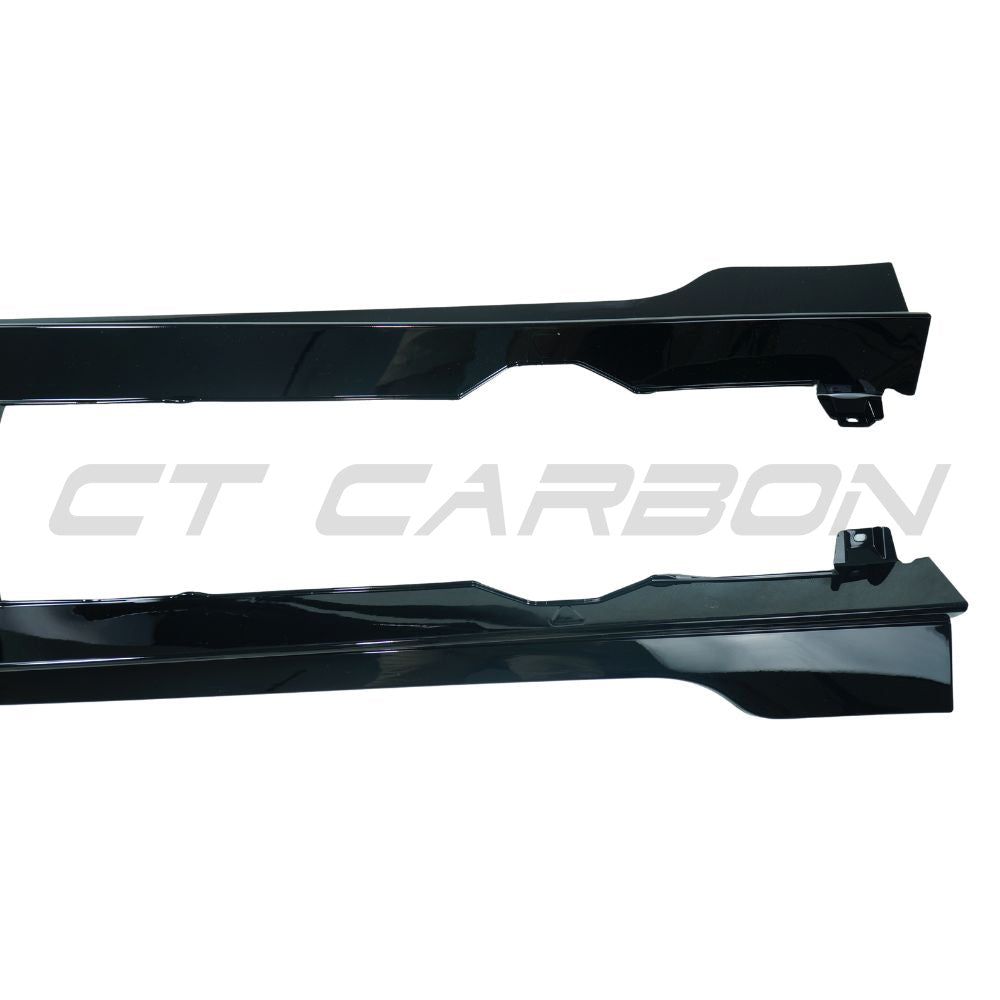 Volkswagen Golf GTI/GTD MK7/7.5 side skirts in gloss black by CT Carbon, designed for 2014-2020 model years.