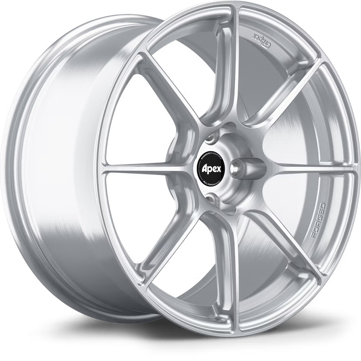 Apex SM-8RS forged alloy wheels with a sleek multi-spoke design, displayed in a high-resolution image.