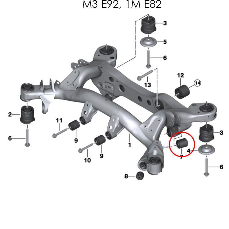 Millway Motorsport rear inner lower uniball bushings for BMW F8X, G8X M2/M3/M4, E9X M3, E82 1M; automotive suspension parts
