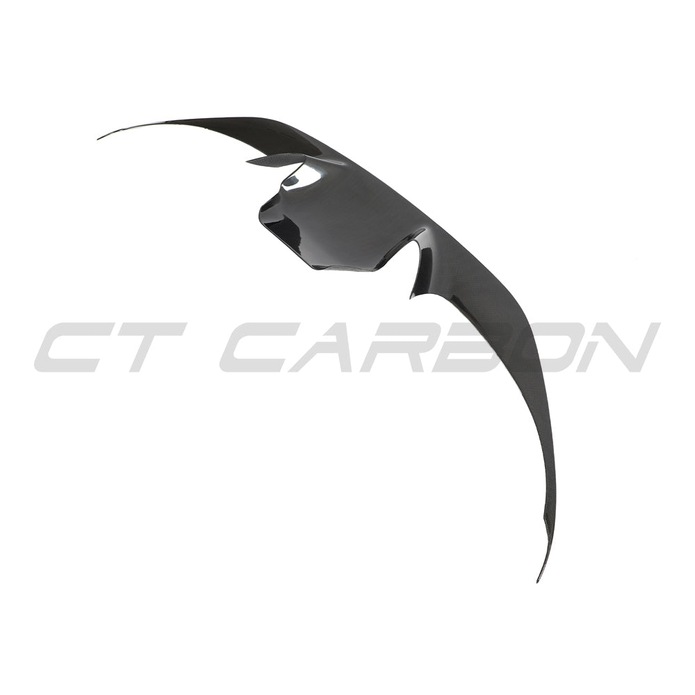 CT Carbon Ferrari F8 2019-2023 front bumper carbon fibre splitter trim, sporty and lightweight for enhanced aerodynamics.
