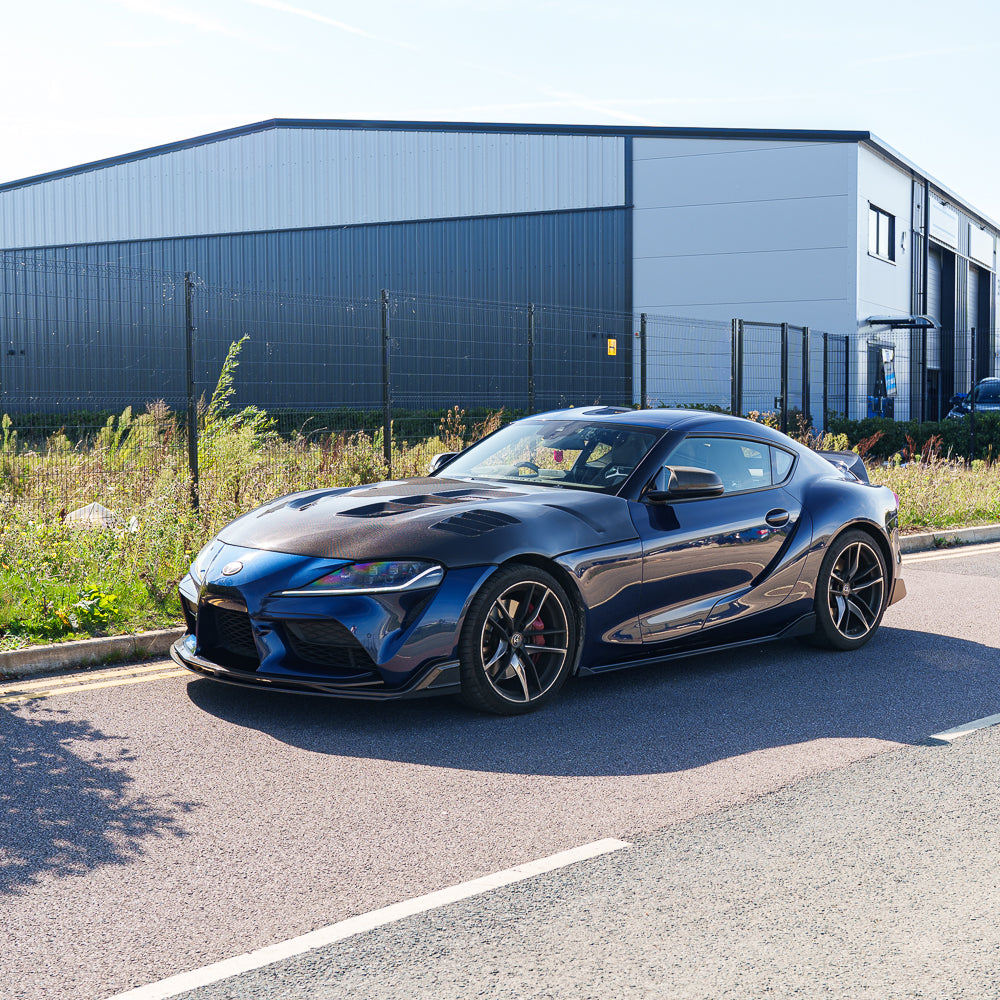 Full Toyota Supra 2019+ A90 V2 Carbon Fibre Kit by CT Carbon, showing the sleek, lightweight carbon fiber exterior parts.