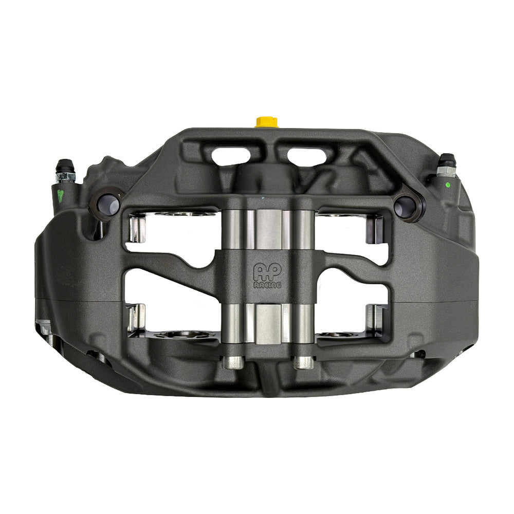Pair of AP Racing Pro5000R big brake calipers with anodised finish and 6 pistons, designed for high-performance braking.