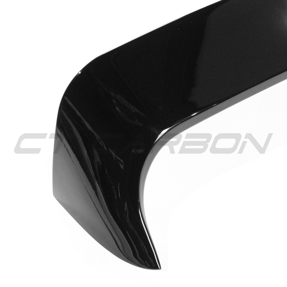 Gloss black spoiler for Audi A3/S3 8V Sportback 5-door by CT Carbon, showcasing sleek aerodynamic design on the car's rear.