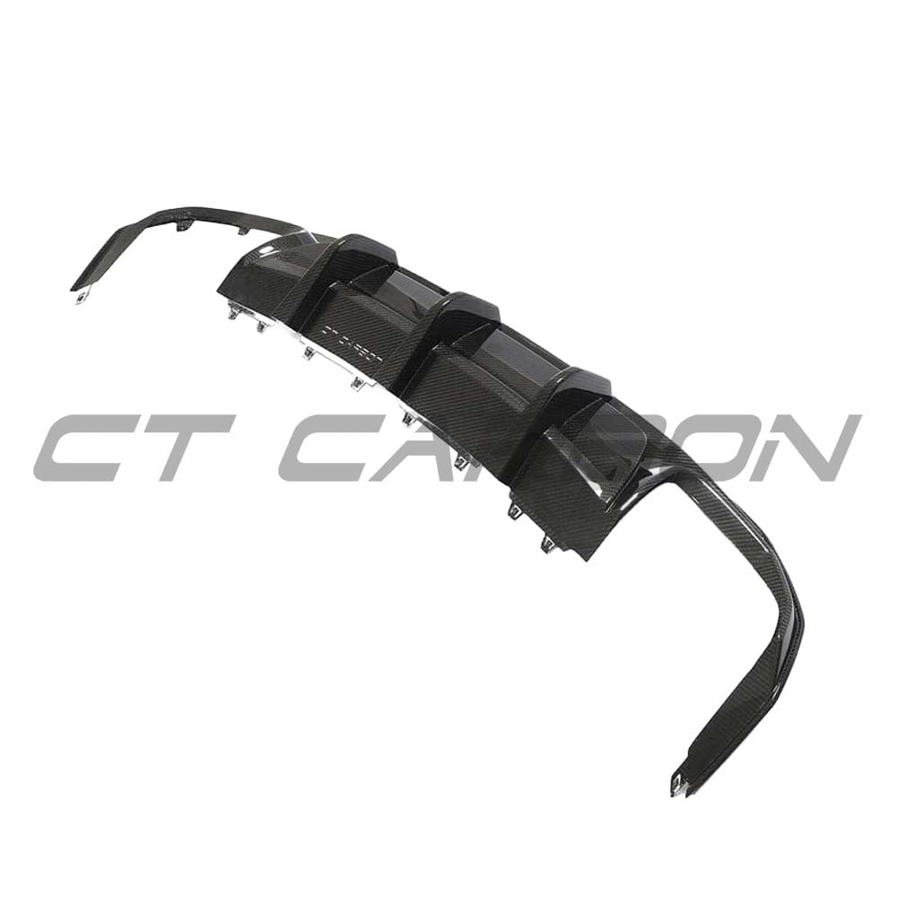 Audi A3/S3 8Y saloon full carbon fibre kit by CT Carbon, featuring a sleek carbon fibre diffuser with detailed design.