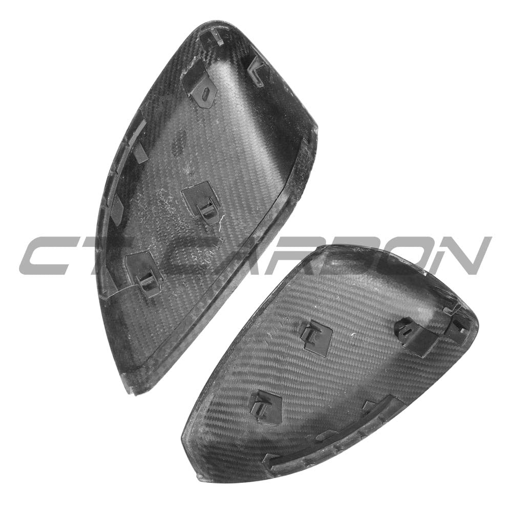 Carbon fiber side mirrors for Audi A3/S3/RS3 8V by CT Carbon, without lane assist, featuring a sleek, lightweight design.