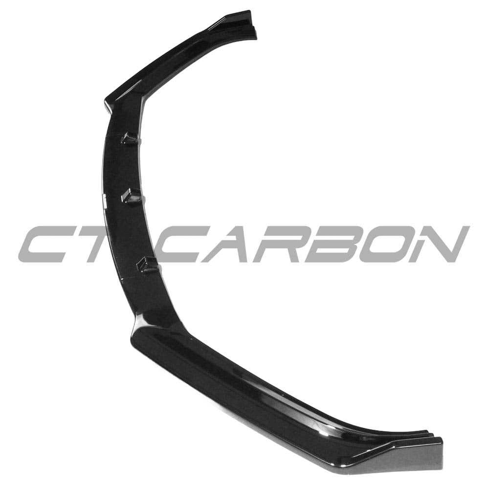Gloss black splitter for Audi A4 S-Line and S4 B9 (2016-2019) by CT Carbon, showcasing the sleek front bumper enhancement.