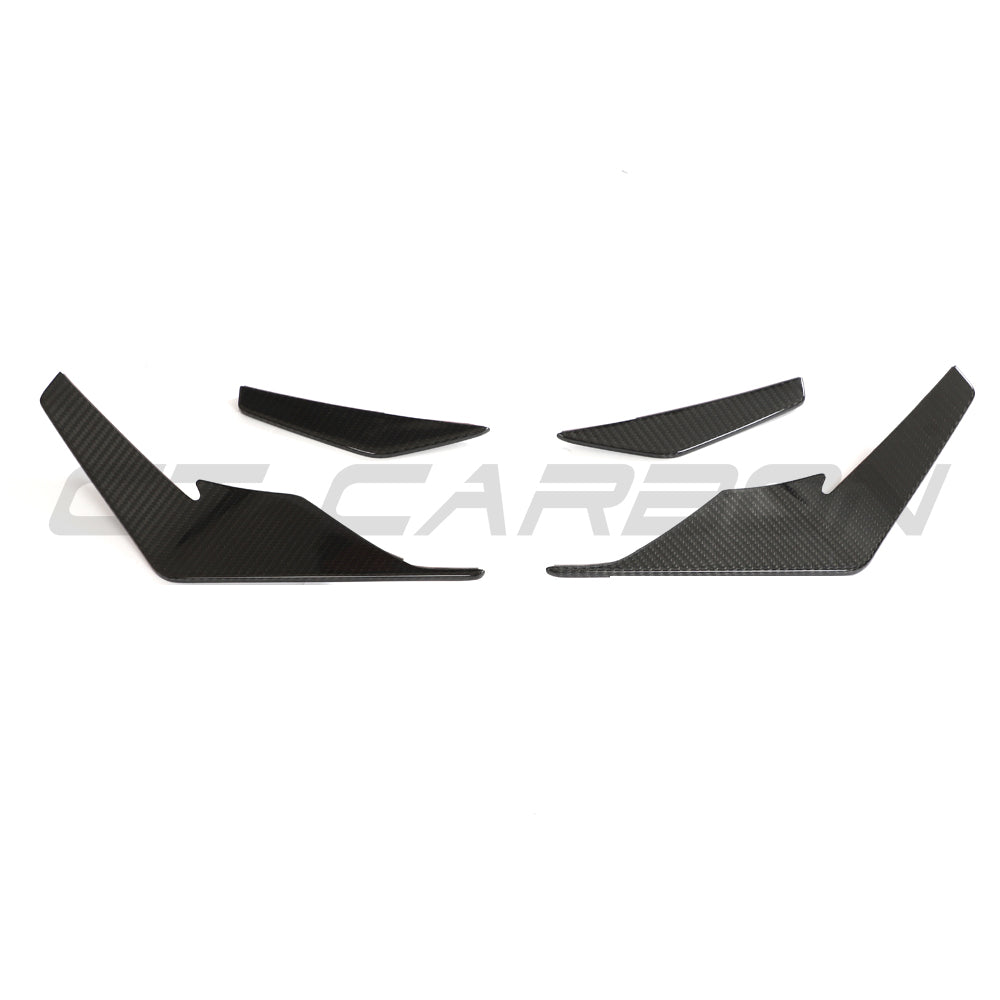 CT Carbon Audi R8 V10 Gen 2.5 2020-2023 carbon fiber front canards spoiler, showcasing aerodynamic design and sleek finish.