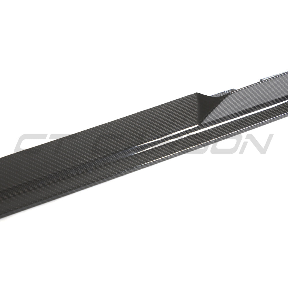 Carbon fibre side skirts for Audi R8 V10 Gen 2.5 by CT Carbon, featuring sleek aerodynamic design.