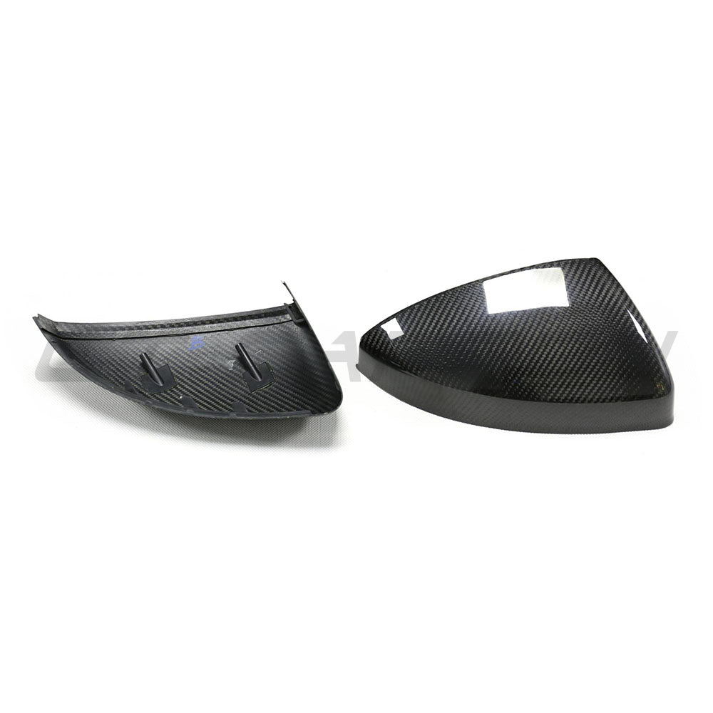 CT Carbon carbon fibre side mirrors for Audi R8 and TT 2014-2024, without lane assist, showing sleek mirror housing and mounting points.