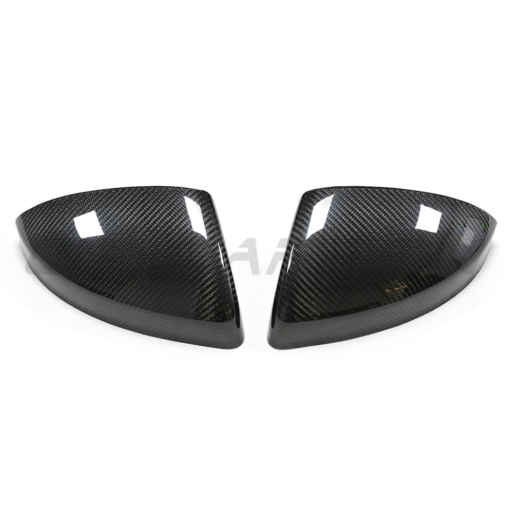 Carbon fibre side mirrors for Audi R8 and TT (2014-2024) by CT Carbon, shown without lane assist, featuring sleek, lightweight design.
