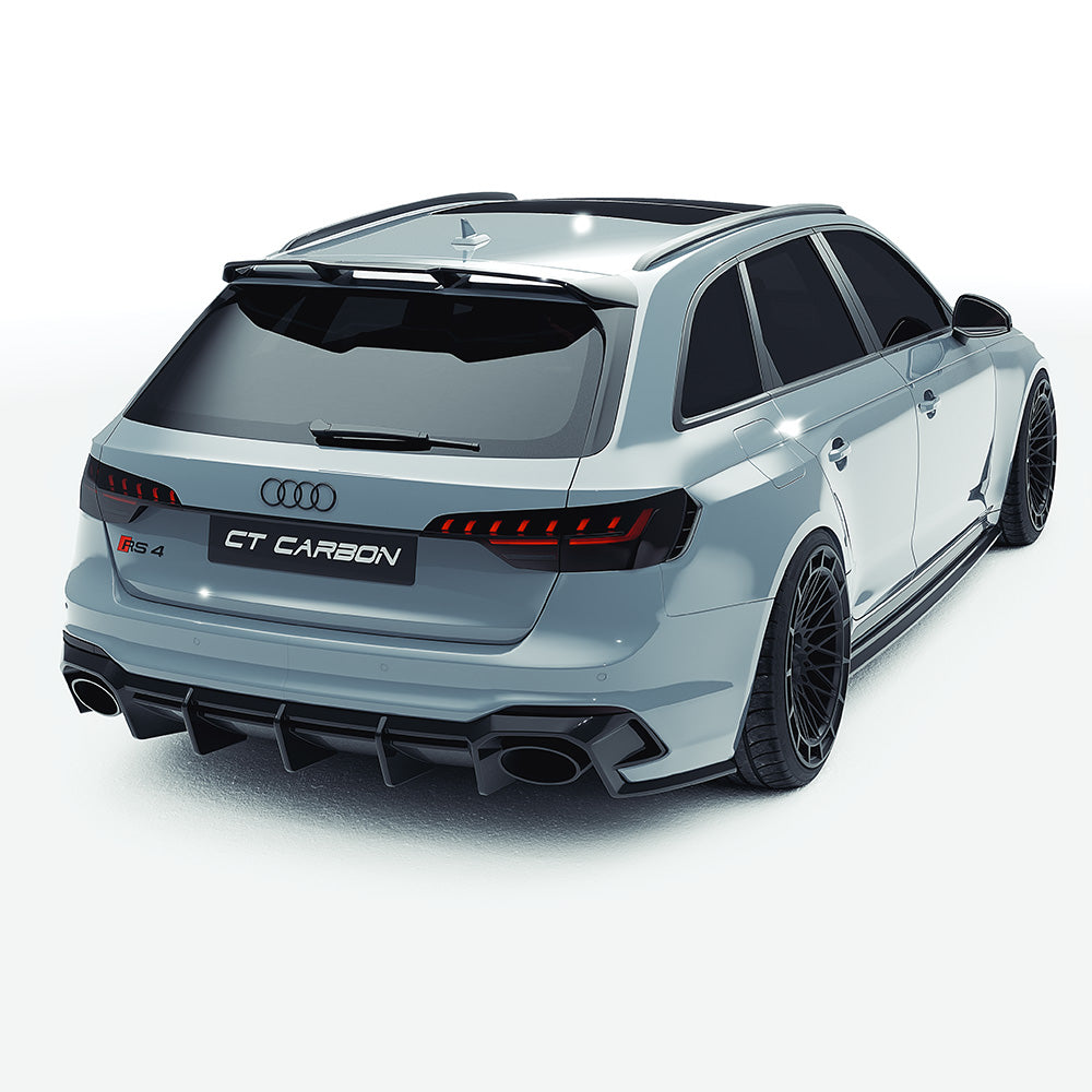 Audi RS4 B9.5 carbon fibre kit by CT Carbon, featuring sleek carbon fibre components from the CT Design V2 kit.
