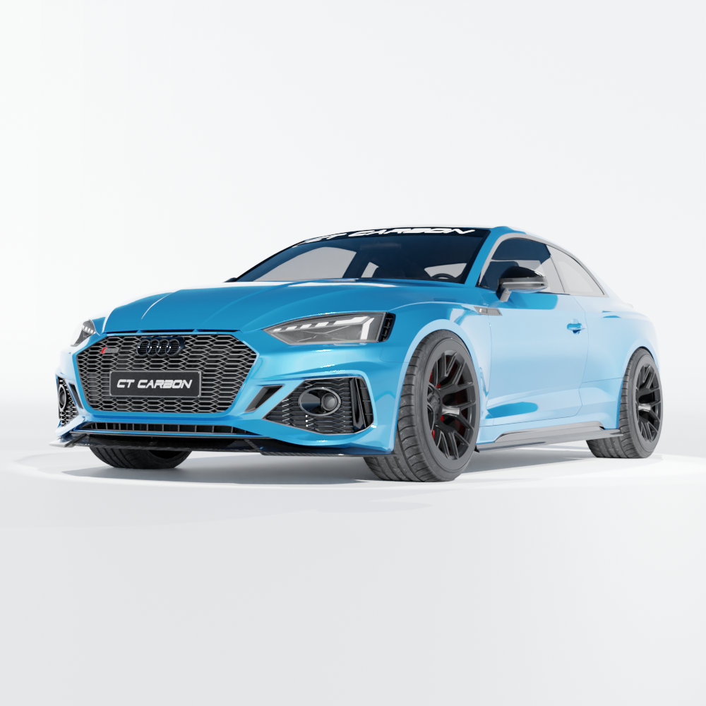 Carbon fibre side skirts for Audi RS5 B9.5 coupe 2020-2024 by CT Design, shown installed on the vehicle.