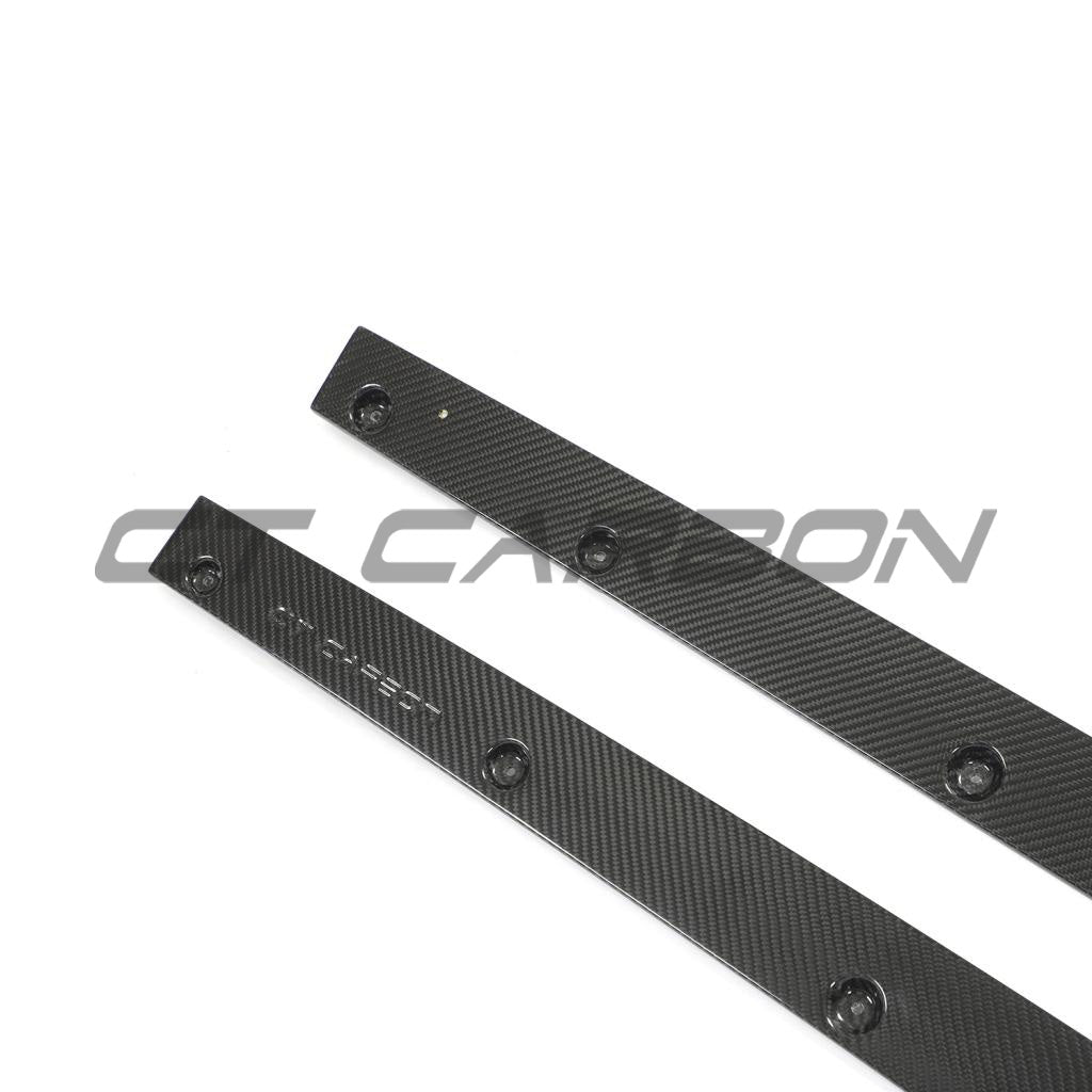 Carbon fibre side skirts for Audi RS6/RS7 C8 Avant 2019+ by CT Carbon, showcasing sleek, lightweight automotive styling.