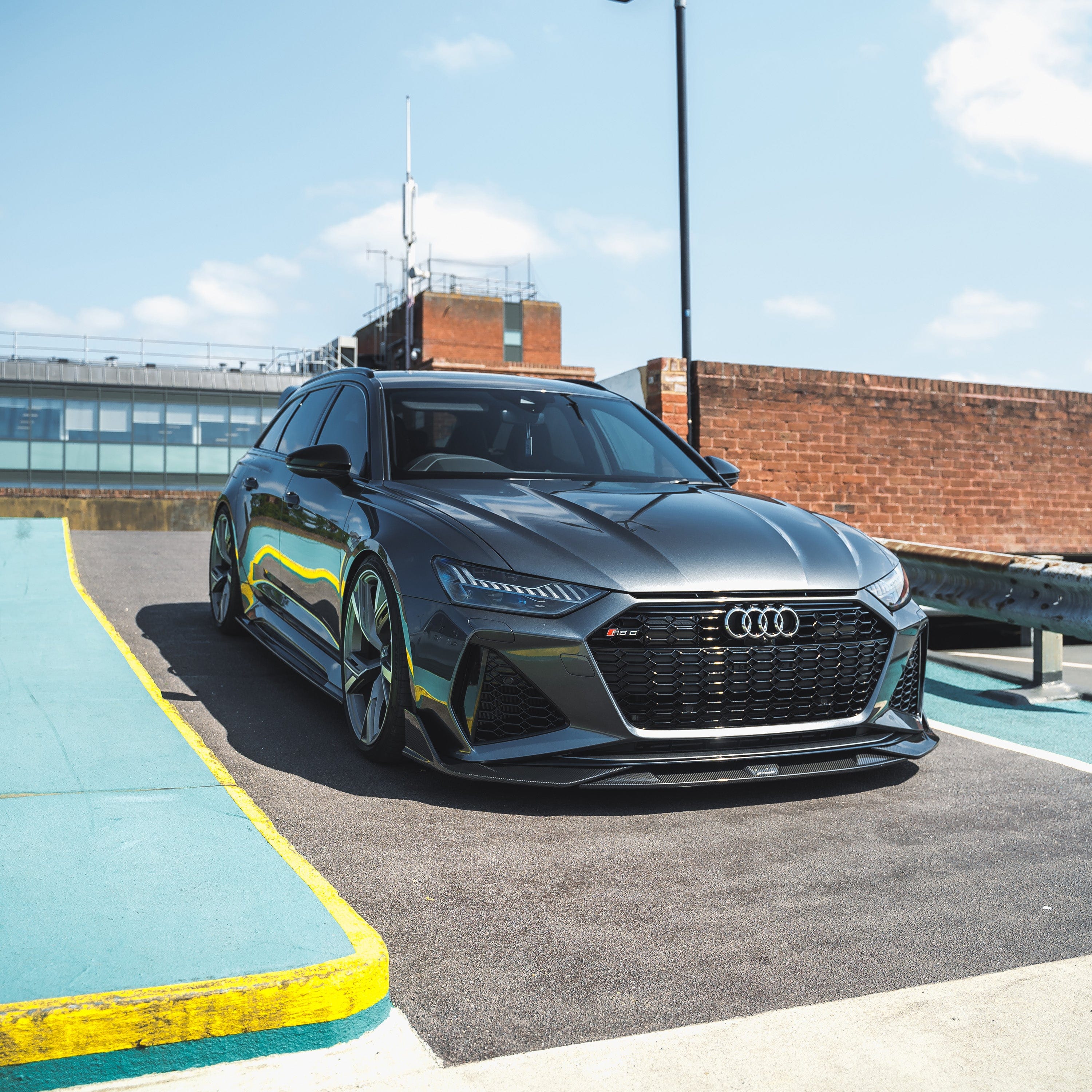 Audi RS6 C8 Avant full carbon fibre kit by CT Carbon, showcasing carbon fibre parts on the car's exterior.