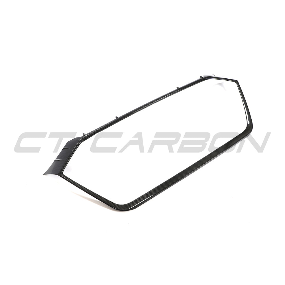 AUDI RS6 C8 2019+ CT Design carbon fiber kit with grille surround, showcasing sleek, high-quality carbon fiber details on the car.