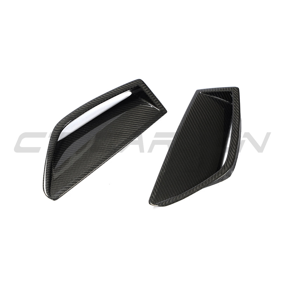 Carbon fiber front bumper vent trim for Audi RS6/RS7 C8 Avant 2019+ from CT Carbon, featuring sleek, lightweight design.