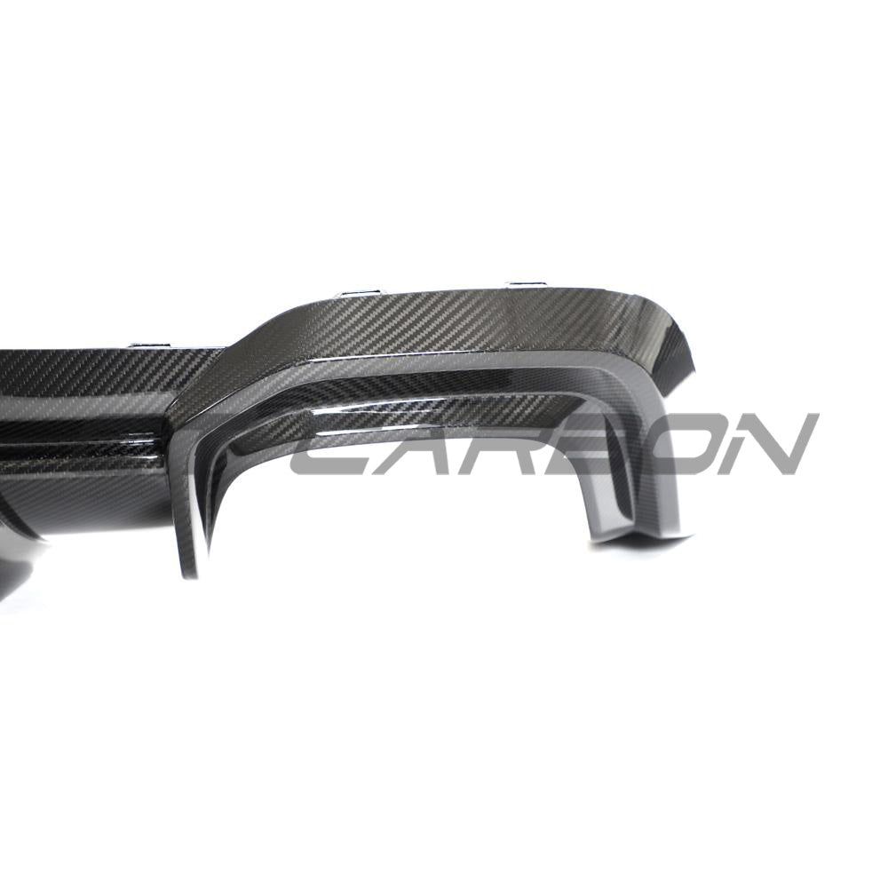 Audi RS6 RS7 C8 carbon fibre diffuser by CT Design, showcasing sleek, textured carbon fiber material and aerodynamic design.