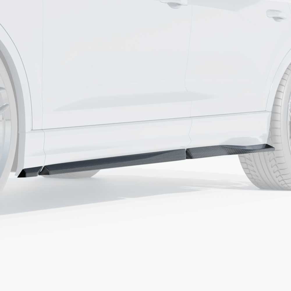 Audi RSQ8 2020+ carbon fibre side skirts by CT Carbon, featuring sleek, lightweight design and detailed finish.