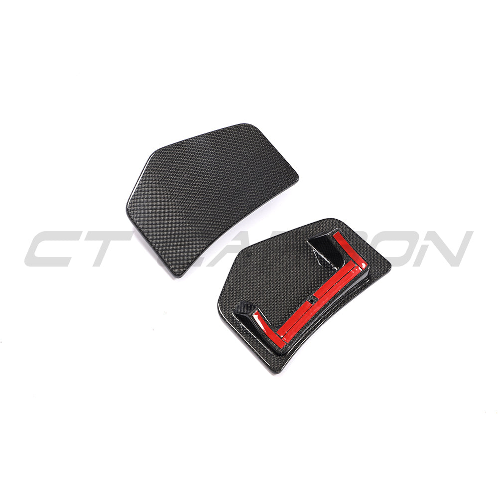 Carbon fiber rear bumper add-on for Audi TTRS Quattro MK3 2015-2018, shown installed on the back of the car.