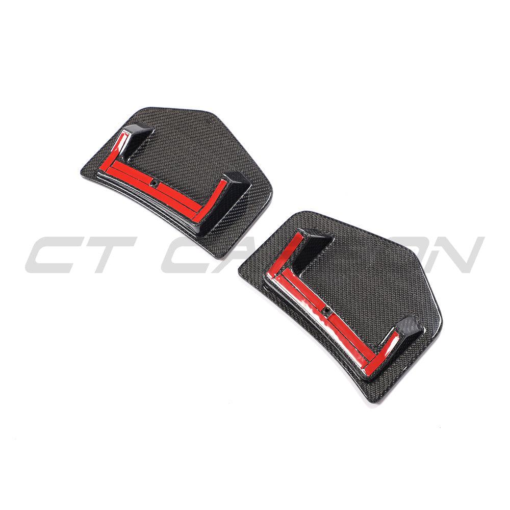 Carbon fibre rear bumper add-on for Audi TTRS Quattro MK3 2015-2018, installed on the back of the car.