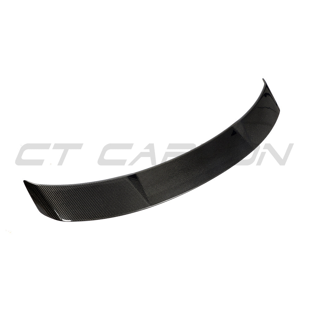 Audi TT/TTS Quattro MK3 carbon fiber spoiler by CT Carbon, showcasing the sleek, aerodynamic wing on the vehicle.