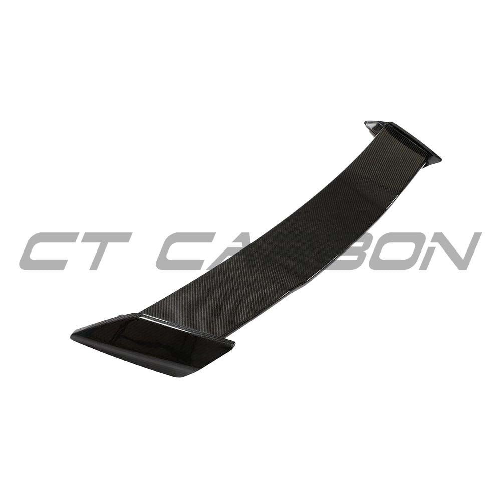 BMW 1 Series F40 carbon fibre wing spoiler by CT Design, showcasing sleek aerodynamic design on a black car.