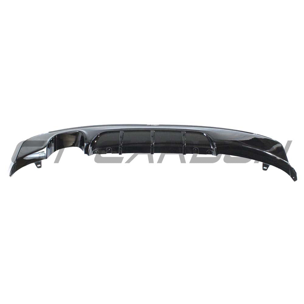 BMW 2 Series F22/F23 gloss black twin exhaust diffuser by CT Carbon, showcasing a sleek automotive rear diffuser design.